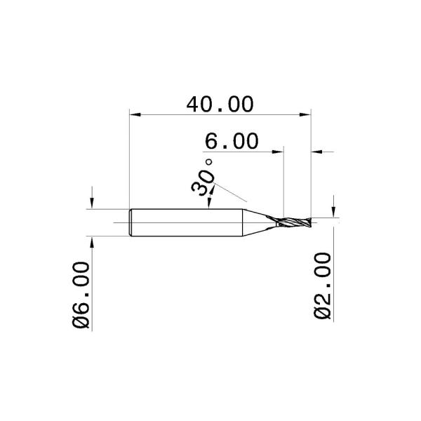Fraise en bout de carbure cimenté de la cannelure 65HRC 2 pour l'acier dur