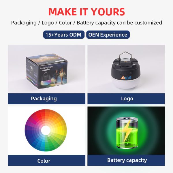 2700-6500K Color Temperature RGB LED Portable Camping Lantern Emergency Light 6-level Brightness IPX7 Waterproof Outdoor