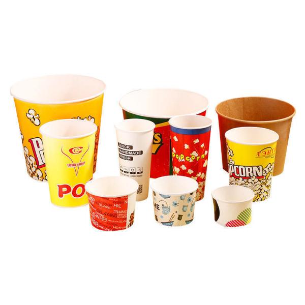 Recyclable Striped Red and White Popcorn Containers for Movie Theater Carnival Party