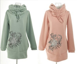 Фуфайки дам осени с капюшоном, вышитый OEM хлопка