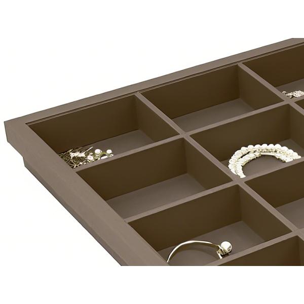 YG-H030 Customizable 13-Compartment Jewelry Drawer Organizer Tray, MDF PVC Leather Storage Box for Wardrobe & Dresser