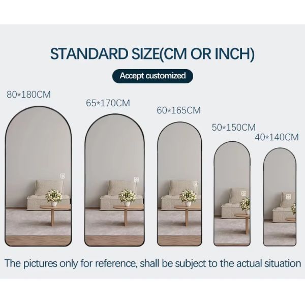 LED Lighted Salon Mirror Full Length Metal Frame Bathroom Mirror Wall Mounted