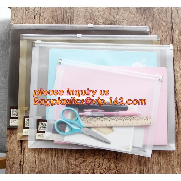 have fashion sense bag,classic cosmetic bag,space utilization,Pvc Document Clear Plastic Snap Button File Bag bagease