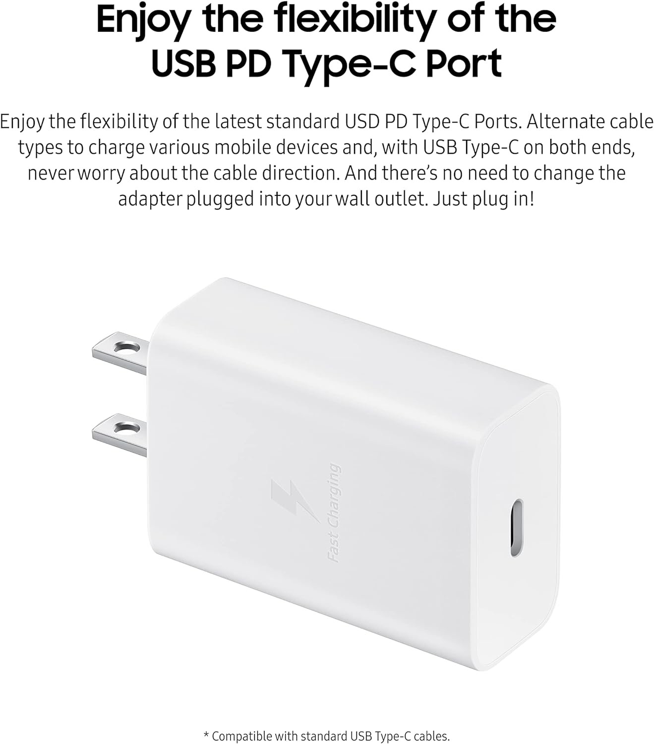 US Pin PD USB-C быстрое стенное зарядное устройство Travel Power Adapter 15W для S22/S21/S20/Note20/A5