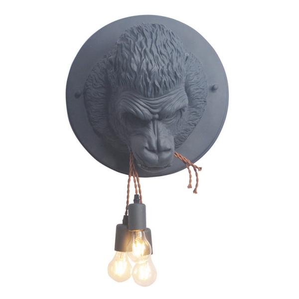 Loft Industrial Resin Wall Lamp Fixtures Art Decor Wall Mounted Gorilla Head Light (WH-VR-16)