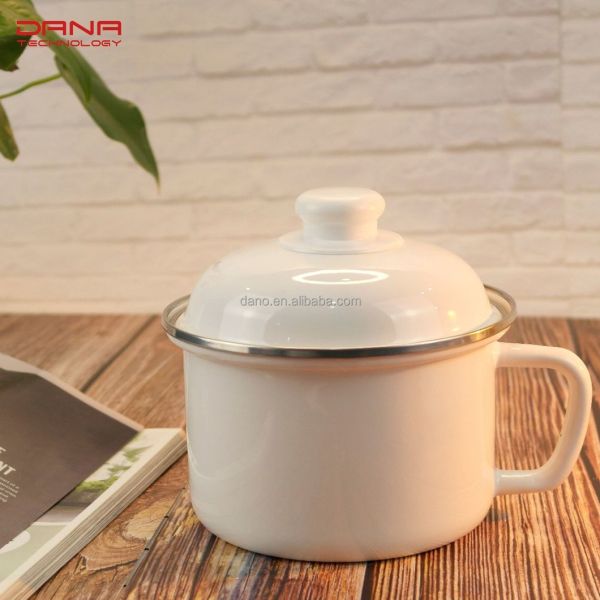 Flower Theme Noodle Cooking Pot Diameter 12 14 16cm Carbon Steel Enamel Round Type