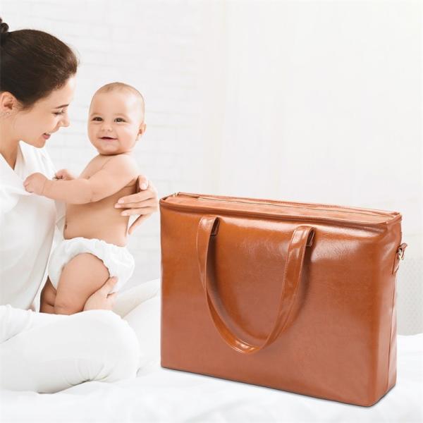 Xl Tan Leather Diaper Bag Backpack Baby Travel 43X12.5X32CM