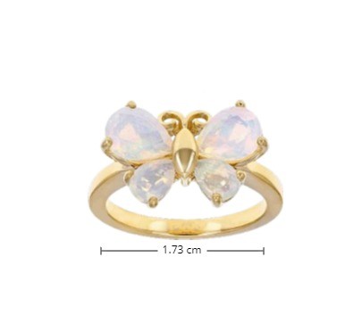 Fine Jewelry Multicolor Ethiopian Opal Butterfly Ring 18k Yellow Gold Over Sterling Silver