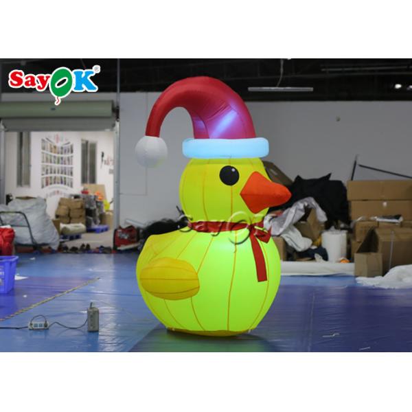 Oxford Cloth Outdoor Decoration 2m Inflatable Christmas Duck With Hat