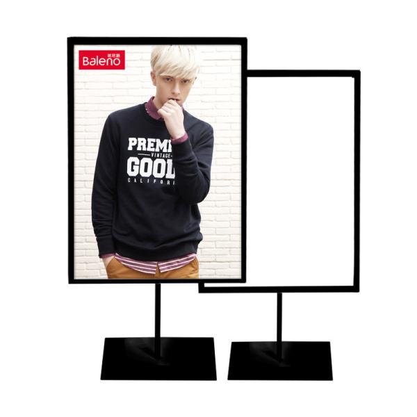 Black Countertop Frame Displays A4 Graphics Metal Poster Holder On Table