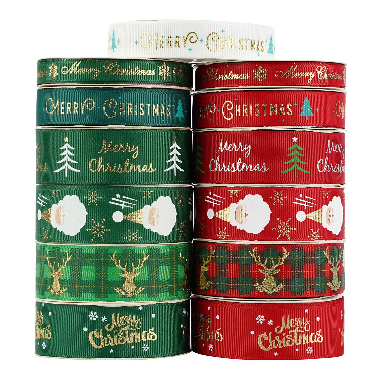 Custom Printed Christmas Grosgrain Ribbon | Holiday Gift Wrapping Ribbon