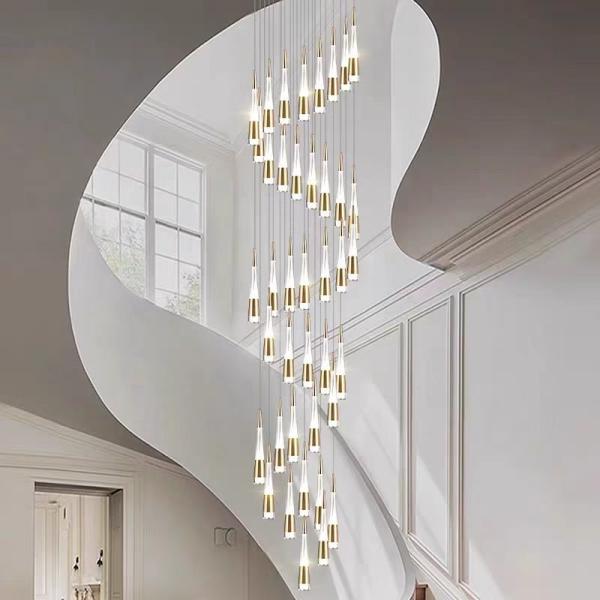 Home Luxury Decorative Modern Villa Living Room Hotel Hanging Pendant Light Aluminum Round LED Patch Bulb Type Double Head Fried Flower Bubble Chandelier