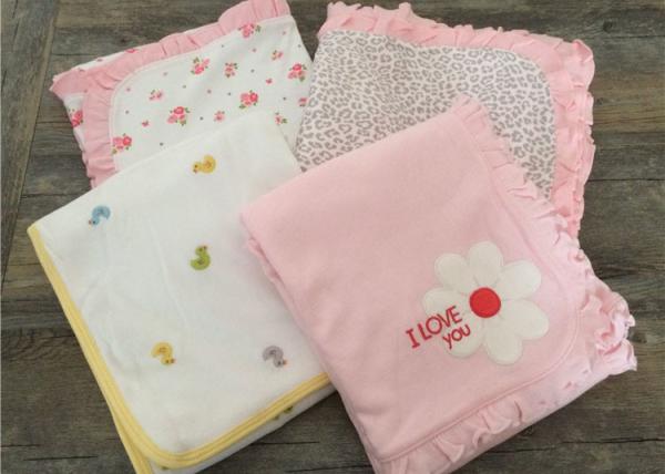 Embroidered Ruffle Baby Sleep Cover , Luxury Cotton Bedding Sets For Baby Cribs