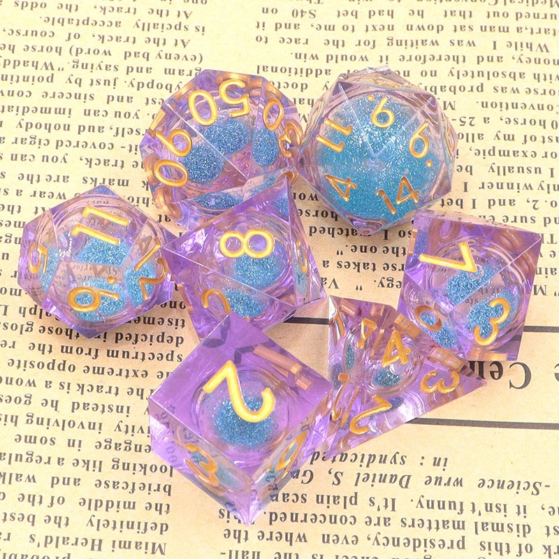 Customizable Color and Logo Resin Dice Set with Polyhedron Design for DND and Tabletop RPG Games