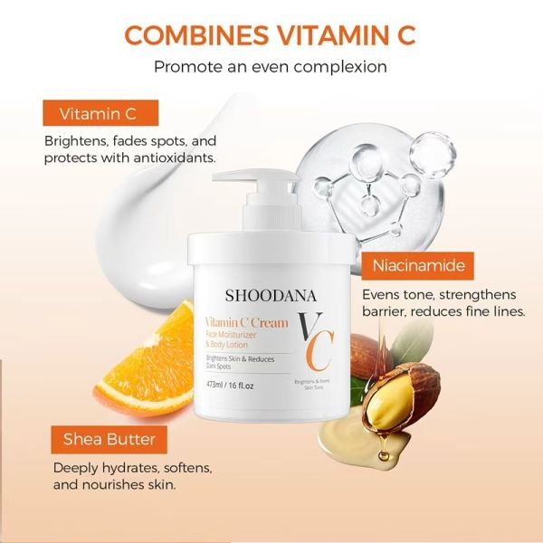 Vitamin C Body Lotion Niacinamide Whitening Cream for Face Underarms Dark Spot Removal Brightening for Knees Elbows Skin Care