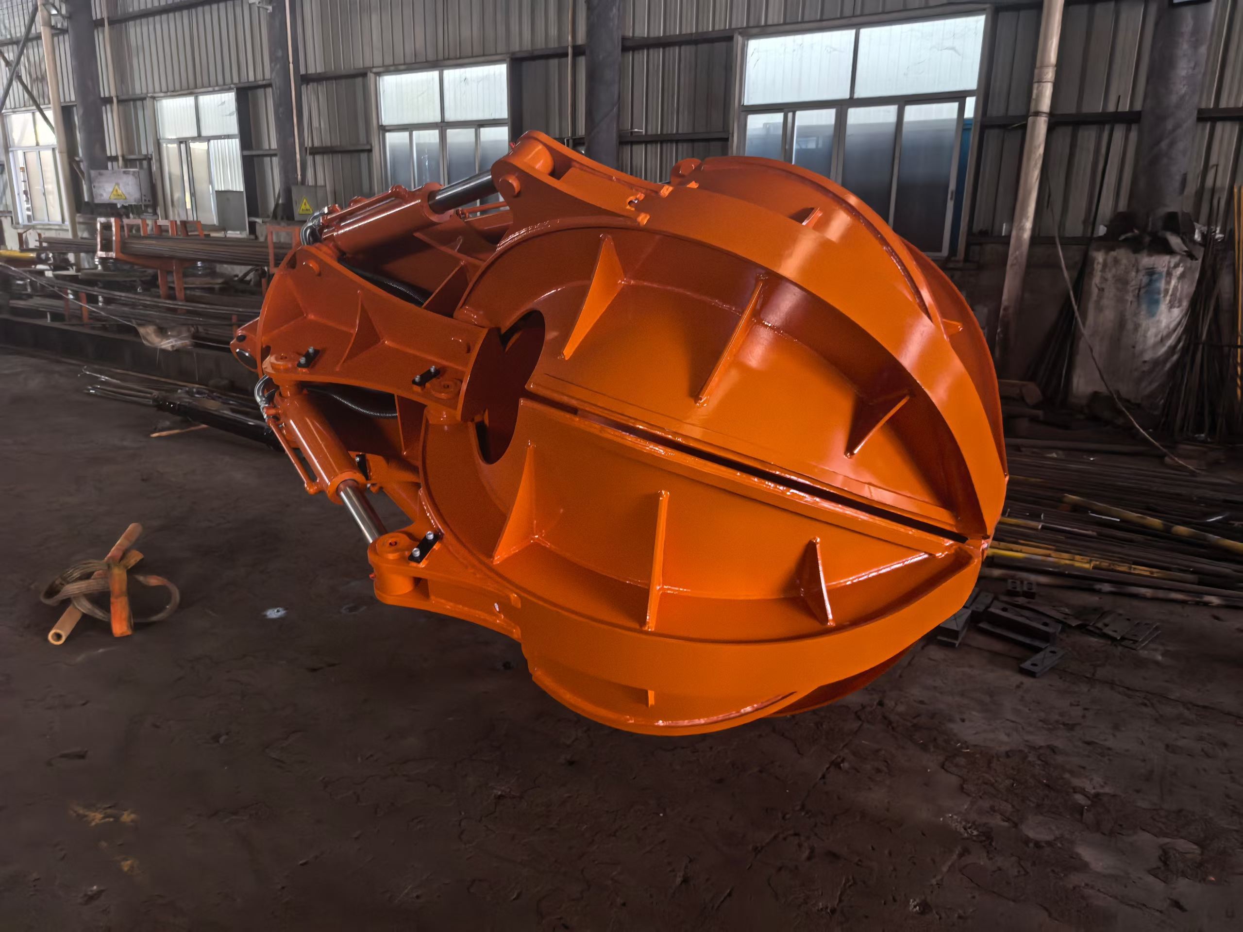 Electro-Hydraulic Multi-Petal Orange Peel Grapple, Rotary Motorized Scrap Grab