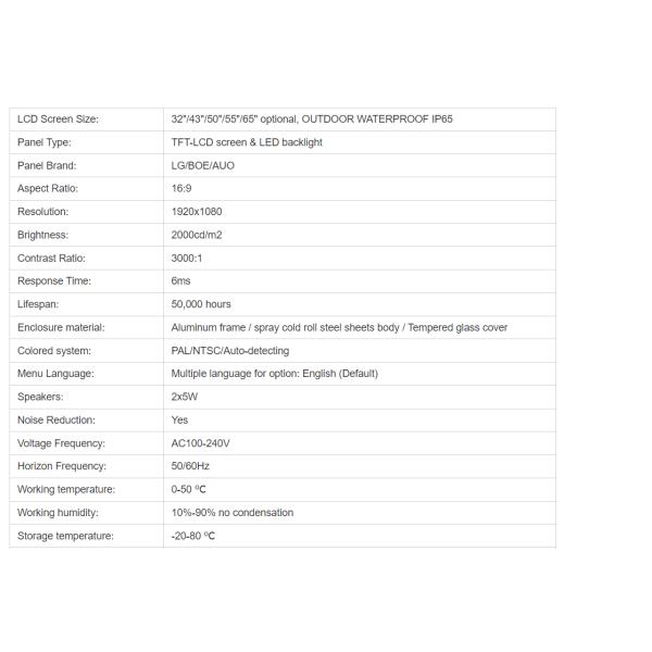 4G Outdoor Digital Display Advertising 55 Inch High Brightness Waterproof IP65