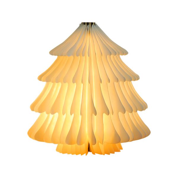 Small Rotating Wood Led Christmas Paper Lamp 700mAh Christmas Tree Shaped