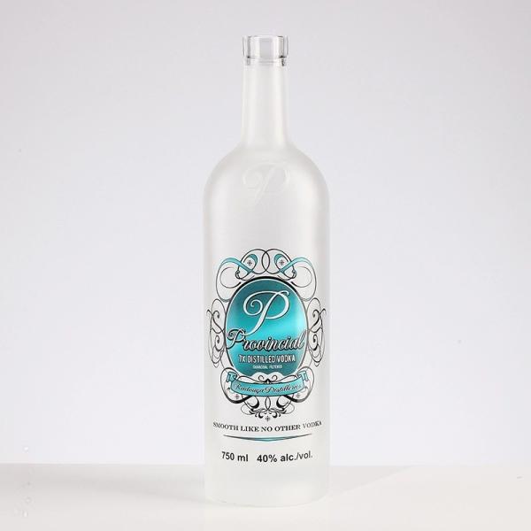 500ml Custom Screen Printing Frosted Crown Royal Whisky Vodka Gin Glass Bottles with Cork