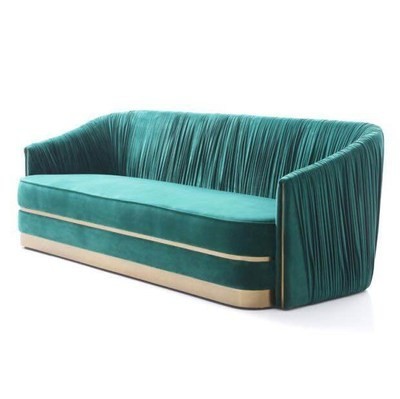 Nordic Light Luxury Hotel Lobby Furniture Velvet Stainless Steel Postmodern Showroom Sofa