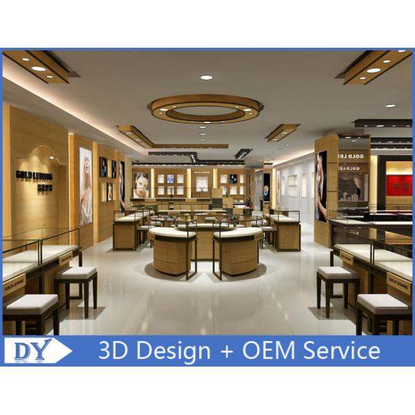 Nice Attractive Stain Steel Jewellery Shop Display Counters Rose Gold + Beige Color