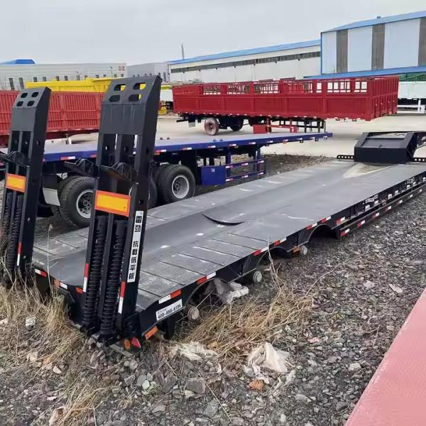 3 / 4 Axles LowBed Gooseneck Excavator Transport Low Bed Semi Trailer 100 Tons Lowbed Truck Trailer
