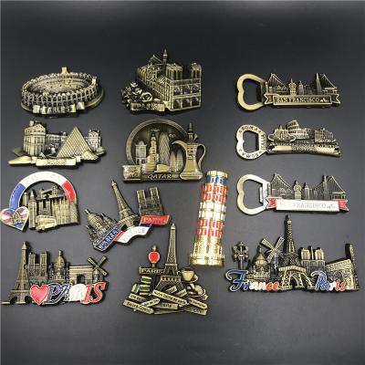 Custom fridge magnet souvenir Britain Italy Rome France Qatar USA 3D metal magnetic refrigerator