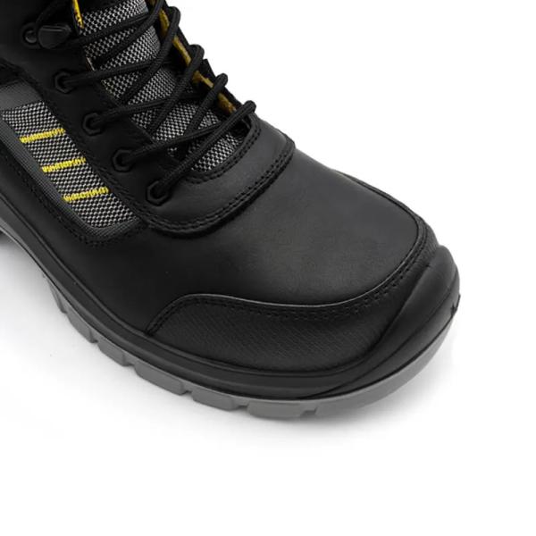 Botas de cuero genuino para hombres negras Botas de seguridad de trabajo pesado resistentes al deslizamiento