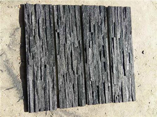 Quartzite Stone Veneer Fine Strip Thin Slate Stone Veneer Black Color
