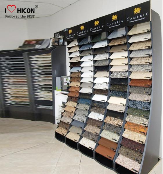 Black Wood Metal Cambira Stone Showroom Display Stand Freestanding For Tiles
