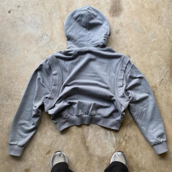 2025 New Design Vest Hoodie Custom Heavyweight 100% Cotton Printed Vintage Washed Pullover Distressed Boxy Hoodies for Men