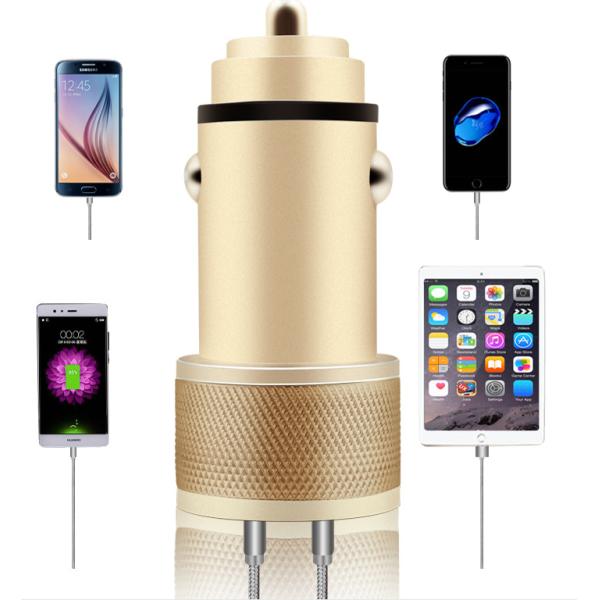 Portable Mobile Phone Electric Cigarette lighter Car Charger With Double USB Ports