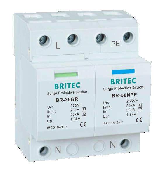 BR-25GR 1+1 Lightning 25kA Type 1 Surge Protection Device  thunder protection spd