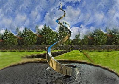 Fontes de água artísticas decorativas/fontes exteriores de aço inoxidável para o jardim