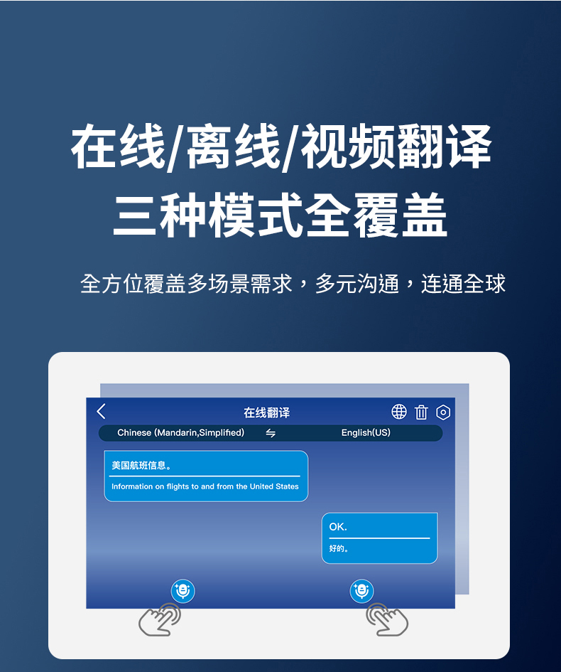 11.6 Inches Dual Screen Business Interpreter Desktop Simultaneous Real-Time Multilingual Face to Face Translator