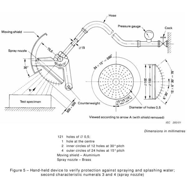 Диаграмма 5 IEC 60529 сопла брызг испытательного оборудования IPX3 IPX4