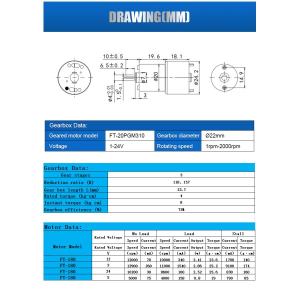 22mm Motor Planetary Gearbox Coreless Micro Gears Metal Brushed DC Gear Motor for Curling Tools