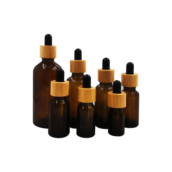 18/410 Empty Glass Essential Oil Bottle With Bamboo Dropper Cap Personal Care