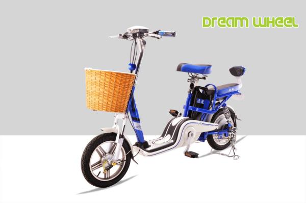 25 mph City Lightweight Electric Bike Pedal Assist Dual Seat 38Kgs Drum Brake with  lithium battery