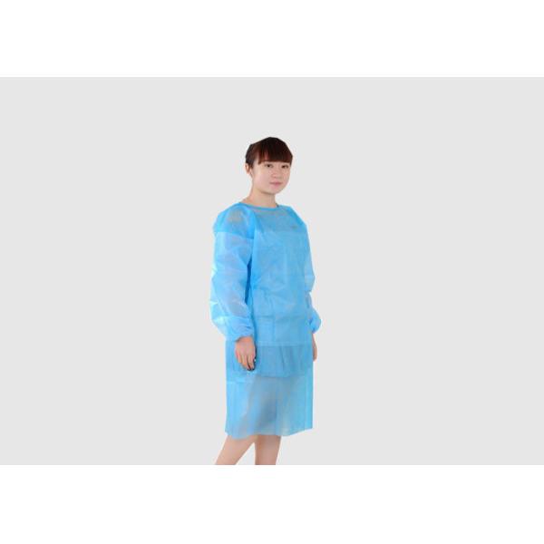 Ultrasonic Seams Plastic Isolation Gowns , Blue Disposable Overalls Anti Bacterial