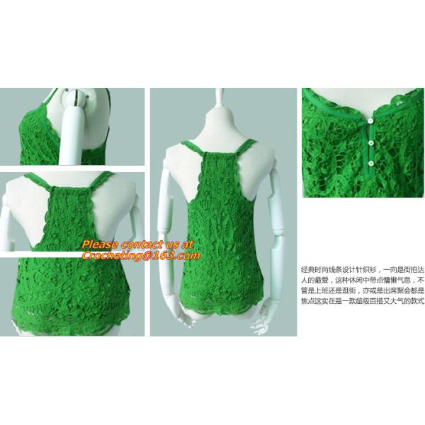 Casual Fashion, Vintage O-Neck, Sleeveless, Women Long Crochet, Chiffion Blouse Plus Size