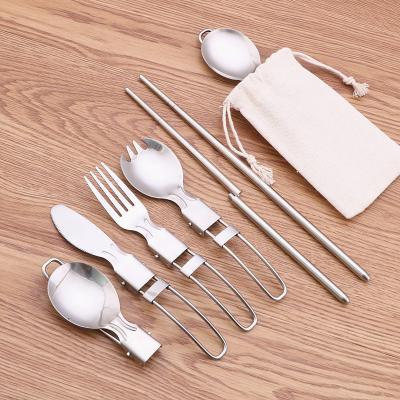 9*4cm Foldable Kitchen Flatware Sets 304 Stainless Steel Fork Spoon For Camping