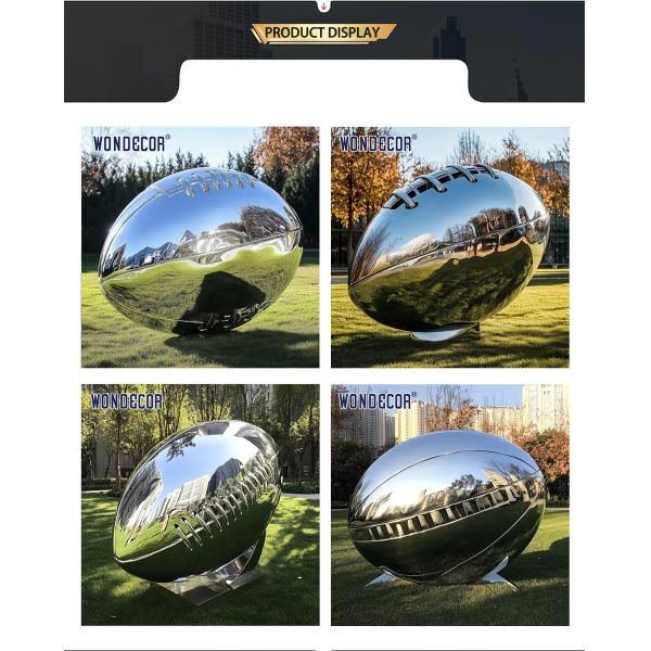 Outdoor School Large-Scale Metal Landscape Rugby Stainless Steel Sculpture