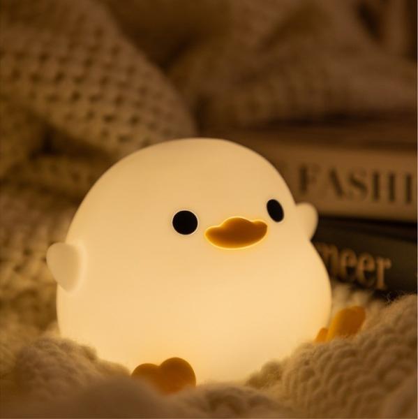 Controle de toque Lâmpada de companheiro de sono de pato de silicone LED para decoração do quarto do bebê