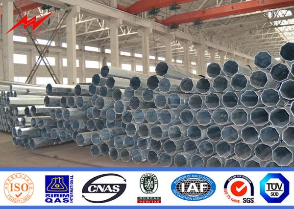 High Voltage 35KV Cross Arm Galvanized Steel Power Tubular Poles With Bitumen
