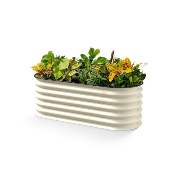 3.5*2*1.5Ft Oval Metal Garden Bed Ivory White Galvanized Metal Flower Bed