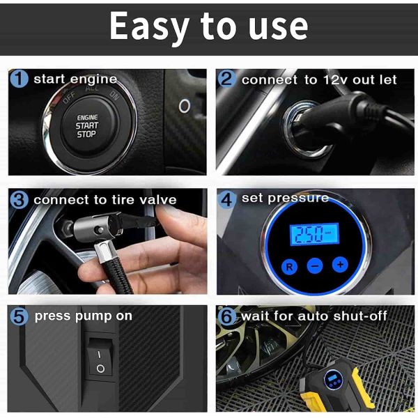Compact Car Tire Inflator Digital Smart Portable Air Compressor For Car Tires