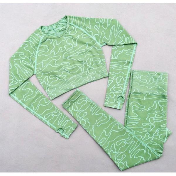 Camo Printing Long Sleeve Crop Top And Legging SGS Seamless Workout Sets For Women