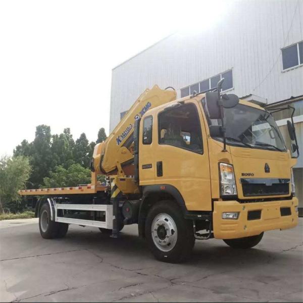 5 Tons Howo Euro 3 Euro 5 Flatbed Wrecker Truck With Knuckle Crane