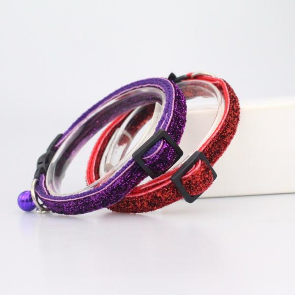 Fashion Safety Buckle Breakaway Cat Collar , Outdoor Cat Collar With Bell